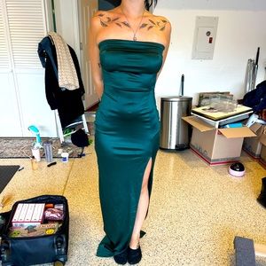 Long Emerald Green cocktail dress